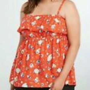 Torrid Floral  Orange Babydoll Top New with tags